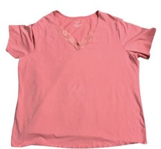 Mountain Lake Shirt Women’s 3X Blouse Coral Orange Short Sleeve Cotton Blend - £10.53 GBP