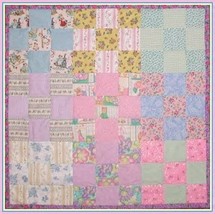 Baby Quilt Pink Lavender Yellow Mint Blue Rose Daisy Gingham - £51.83 GBP