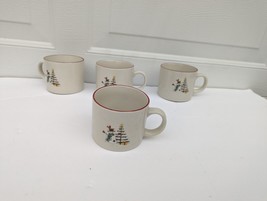 Vintage Farberware 4380 Holiday Snowman Christmas Set 4PC Mug Cup Coffee Tea Hot - £23.40 GBP