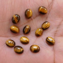 4x6 mm Oval Natural Tiger&#39;s Eye Cabochon Loose Gemstone Wholesale Lot 100 pcs - £17.07 GBP