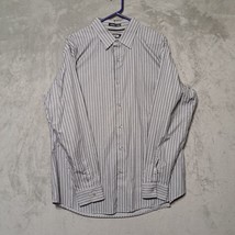 Apt 9 Mens Dress Shirt XL Gray Stripe Long Sleeve Button Up Casual Office Preppy - £15.55 GBP