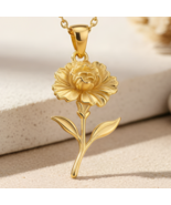 Handmade Carnation Flower Pendant Necklace | Solid 925 Sterling Silver J... - $44.55