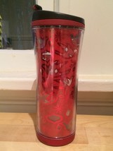 Shiny Red Bird Cutout Pattern Starbucks Travel Tumbler Mug Coffee Cup 12... - $14.25