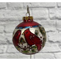 Vintage SCF Seasons Cannon Falls Blown Glass Ball Ornament Cardinals Red 3&quot; - £34.96 GBP