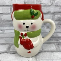 Bay Island Cozy Polar Bear Coffee Tea Hot Chocolate Mugs Red Holiday Tall - $11.76