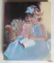 Creative Co-op Canvas Wall Plaque Little Girl with Book 10 x 12&quot; - £19.45 GBP