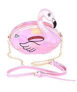 SHINY PINK FLAMINGO WOMENS SIDEKICK CROSSBODY CLUTCH HANDBAG PURSE W/ GO... - $407.09 MXN