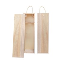 2-Pack Wooden Wine Box Single Bottle Natural Wood Case With Twine Handle For Cra - £32.06 GBP