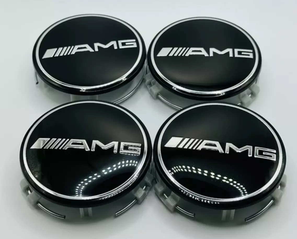 4PCS Black 75mm / 3 INCH AMG CENTER CAPS FOR MERCEDES BENZ C E CLS S B - $24.81 CAD