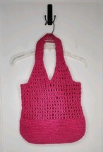 Aqua Crochet Tote Bag Women&#39;s Pink Open Top Unlined Beach Vacation NWT - $28.05