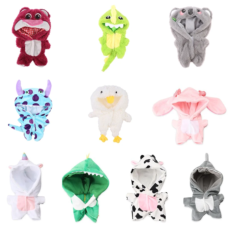 For 20cm Doll Clothes Cartoon Plush Dinosaur Overall Suits Animal Soft Pajamas - £7.23 GBP+