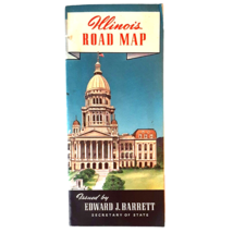 Illinois Road Map 1950s Pictorial 20.5 x 28 Edward Barrett Secy of State - $16.82