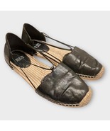 EILEEN FISHER Lee Black Leather Espadrille Flat Size 8.5 casual summer - €38,28 EUR