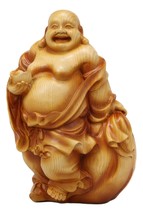 Ebros Feng Shui Hotei Happy Buddha Holding Gold Ingot Figurine 8.5&quot; H - £22.02 GBP