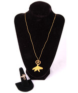 Cross Heart String Necklace-21&quot;-Yellow Cord-Coventry Cross Ring-Gold Ton... - €23,82 EUR