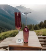 Pier 1 Ruby Red Luster Champagne Flutes Hand Blown Clear Stemmed set of 2 - $370.49 MXN