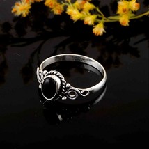 Black Obsidian Ring Everyday Silver Women Jewelry Mother Gift Size 9 - £18.45 GBP