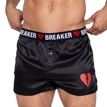 Heartbreaker Boxers Satin Shorts Logo Waistband Broken Heart Button Fly ... - £21.45 GBP