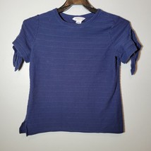 Liz Claiborne Shirt Womens Medium Crew Neck Short Sleeve Blue - £7.20 GBP