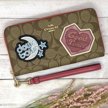 Coach Limited Edition Long Zip Wallet In Signature Canvas Disco Patches ... - £99.16 GBP