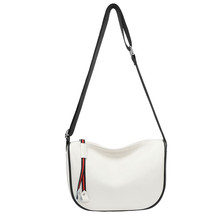 Vintage Half Moon Bag 100% Genuine Leather Brand Handbag Wide Strap Crossbody Ba - £26.83 GBP