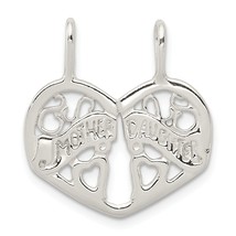 Sterling Silver Mother Daughter 2 Pc Heart Charm Jewerly 23mm x 20mm - £13.49 GBP
