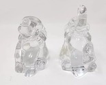 Vintage Pair of Lenox Fine Lead Crystal Clear Elephant Trunk Up Figurine... - £31.97 GBP
