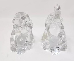 Vintage Pair of Lenox Fine Lead Crystal Clear Elephant Trunk Up Figurine... - £31.23 GBP
