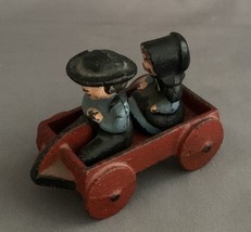 Vintage Cast Iron Amish Boy and Girl Figures in Red Wagon Wilton - £7.99 GBP
