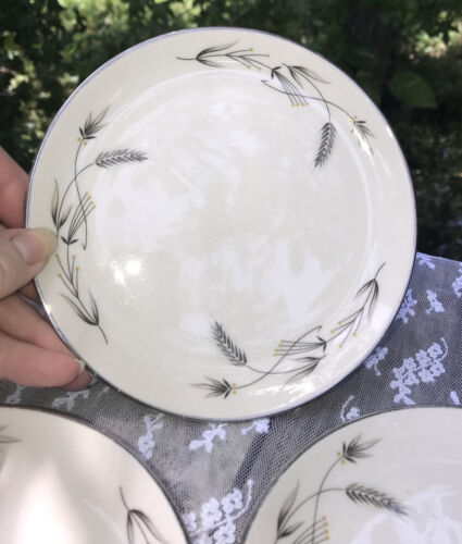 1950s Vintage 3 Plates Bread Dessert Silver Wheat Taylor Smith Taylor Taylorton Item image 6