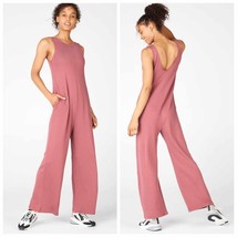 Fabletics Grace Relaxed Wide Leg Jumpsuit Dark Rouge Small - $768.25 MXN