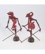 2 Indonesian Shadow Puppets With Bases Hand Painted 12 Inches Tall - £54.48 GBP