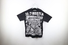 Vtg Streetwear Mens 2XL XXL Distressed All Over Print Hustler Hip Hop T-Shirt - £31.78 GBP