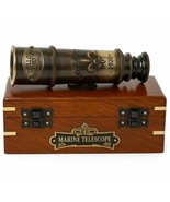 1920 Marine Telescope - Vintage Brass Spyglass with Wooden Box | 15” Ant... - $1,382.49 MXN