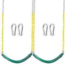 2 Pack Green Swing Seats Heavy Duty With 66&quot; Chain, Swing Set Accessories Replac - £58.01 GBP