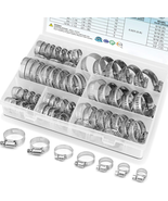 TICONN 60PCS Hose Clamp Set - 1/4&#39;&#39;–1-1/2&#39;&#39; 304 Stainless Steel Worm Gea... - £22.30 GBP