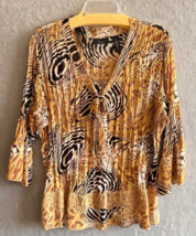 Apostrophe Woman Women&#39;s pleated bell sleeve V neck tie blouse size 1X - $21.99