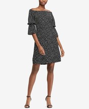 Lauren Ralph Lauren Polka-Dot Crepe Dress Black/Cream Size 6 $140 - $16.00