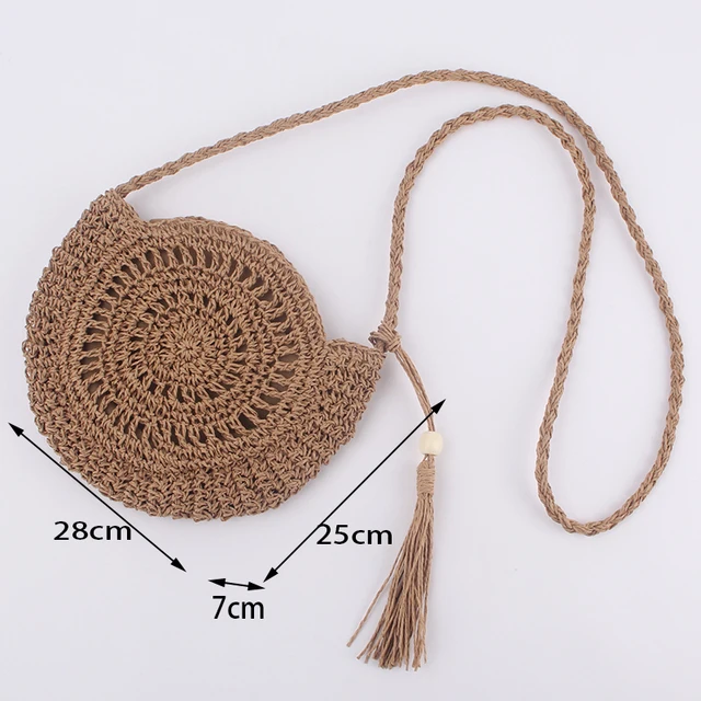 Yogodlns Round Soft Paper Rope  Bag Tel Summer Beach Handmade Crossbody Bags Wom - $55.97