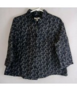 Christopher &amp; Banks Women’s Blue &amp; White Geometric Jacket Size Large - $16.82