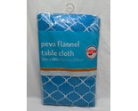 Vintage Peva Flannel Blue Table Cloth 52&quot; X 90&quot; - £31.55 GBP