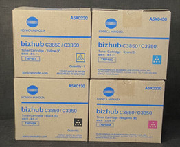 Set of 4 Genuine Konica TNP48 bizhub C3350 C3850 Black, Yellow, Magenta &amp; Cyan - £132.36 GBP