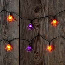 UltraLED Battery Operated Spider Cap Twinkle Light String, Purple and Orange - £6.77 GBP
