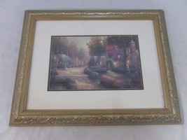 LOCAL PICKUP Thomas Kinkade&#39;s &quot;Cobblestone Lane&quot; Painting &amp; elegant Fram - £117.64 GBP