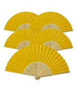 5pcs Golden Yellew Paper Fans Lot of 5 Five Folding Hand Fan Wedding Bam... - €7,77 EUR