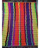 Hand Crocheted Neon Stripe Afghan - $40.62 CAD
