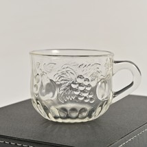 Vintage Jeanette Glass Fruit Punch Cup With Handle Grapes Pears Cherries Peaches - £3.93 GBP