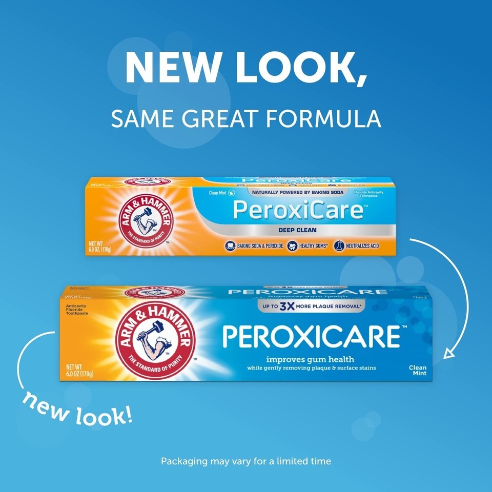 Arm & Hammer Peroxicare Toothpaste, Clean Mint Flavor 6.0oz (4-Pack) Item image 3