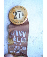 Antique 1911 Lehigh Co PA Button and Ribbon - £19.35 GBP