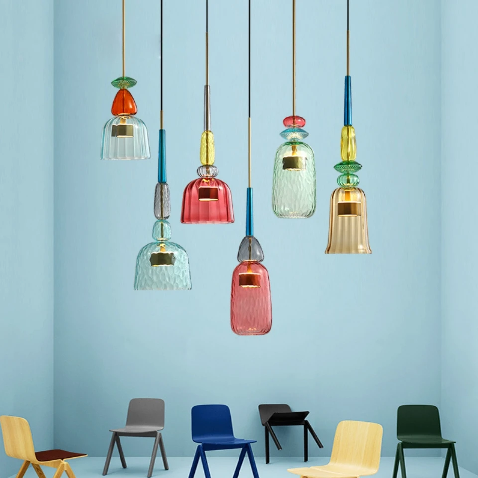L candy style led pendant light creative lamp decor for living room cafe store children thumb200
